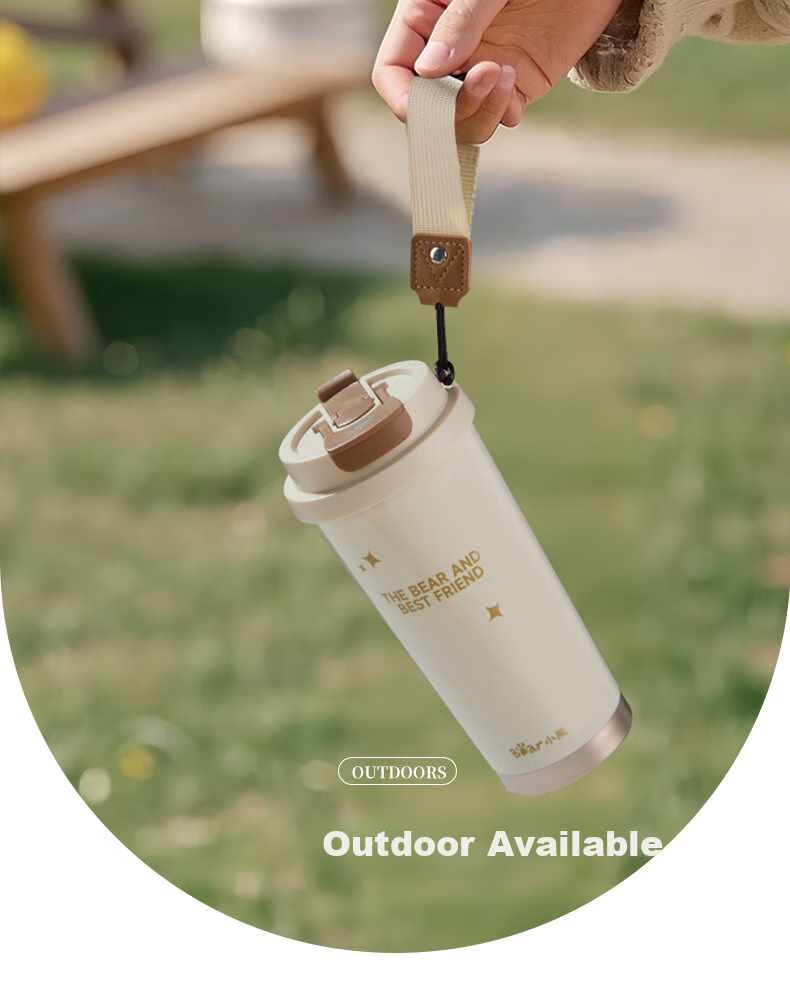 Bear Insulated Mug Coffee Cup 316L Stainless Steel Dual-Use High-End Water Bottle for Men And Women Silver 350ml Gift 12