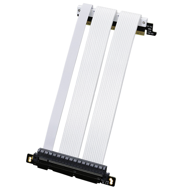 GIGA-MEGA PCIe 5.0 X16 Dual Reversible GPU Extension Cable, Double-Layer Flexible, Compatible with 5090 and Other GPUs, ITX Case DIY Build, Dual Reversible 15cm White