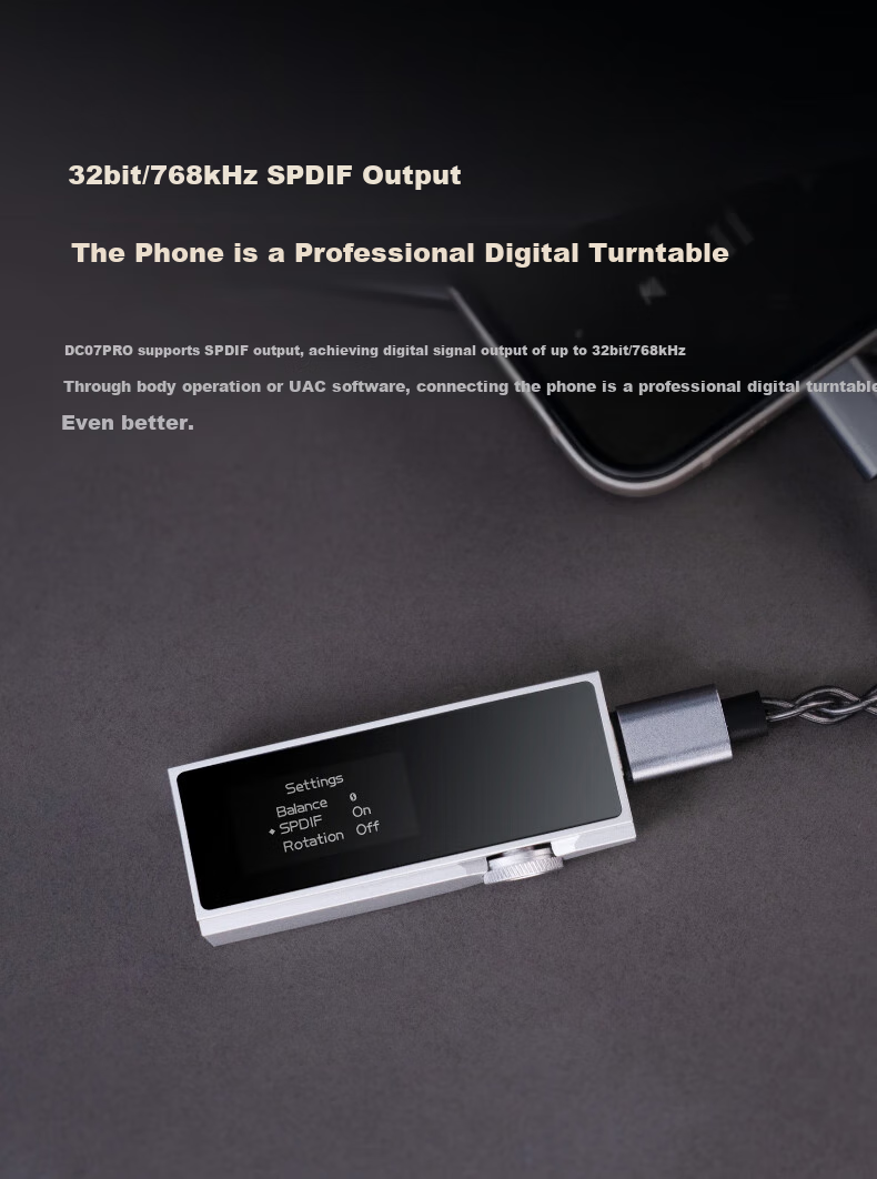 IBasso DC07PRO Balanced Decoding Headphone Amplifier with 4.4mm Balanced, 3.5mm Plug, Type-C Port, Replaceable Cable, HIFI Portable Android Computer Mini-USB Adapter Cable, Black 10