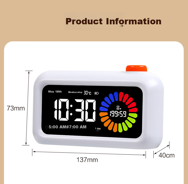 Compas Student Color Screen Visual Timer Alarm Clock, Children's Time Management Tool, Countdown Self-Discipline Reminder, Exam And Postgraduate Entrance Exam Timer, 4-Color Zoned Stationery, White Birthday Children's Day Gift 15