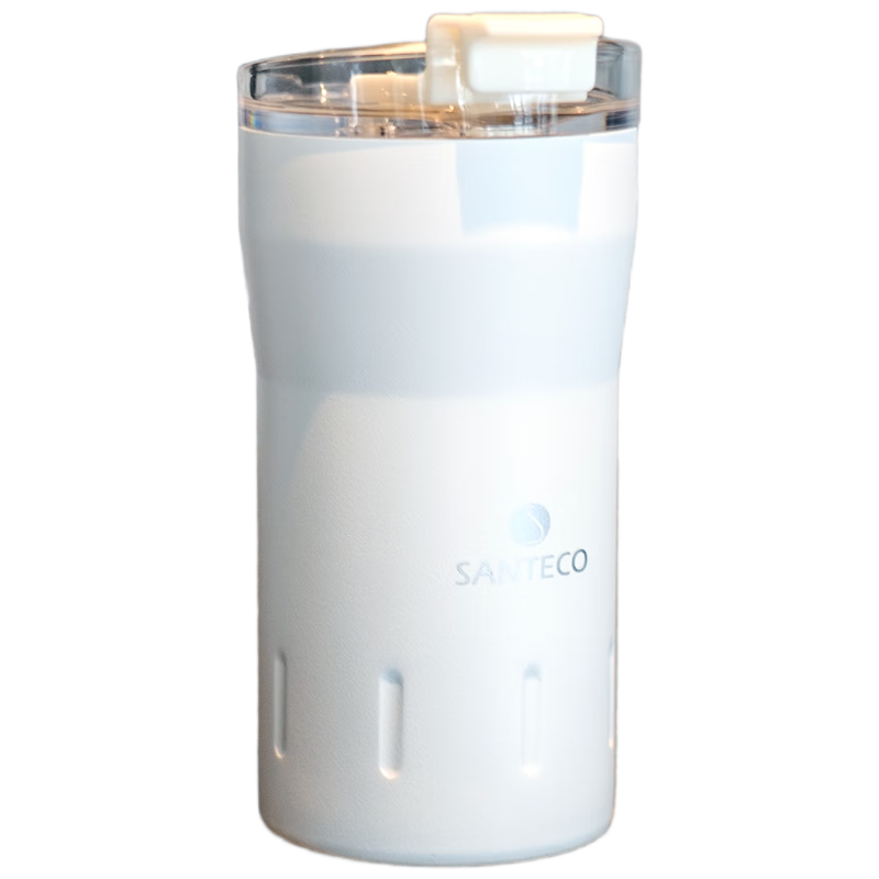 SANTECO Insulated Mug, Stylish Water Bottle for Students, Portable Coffee Cup with Long-Lasting Heat Retention, Travel Cup for Soda, Milk White Color