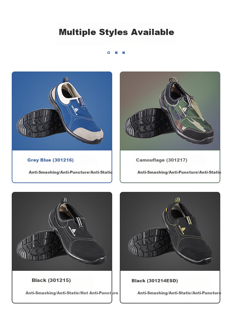DELTA PLUS Safety Shoes for Men, Summer Breathable Anti-Odor Anti-Static Puncture-Resistant Steel Toe Non-Slip Wear-Resistant 301216 Size 44 4