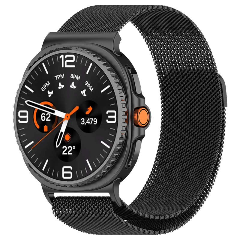 KMaxAI Compatible with Samsung Galaxy Watch8 40/44mm Milanese Stainless Steel Strap for Classic/Ultra2, Magnetic Watch Band Metal Braided Chain, Black