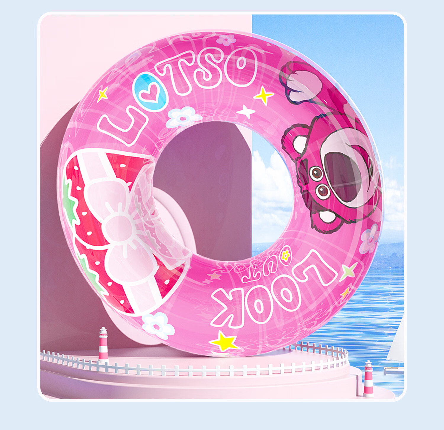 Disney Kids Thickened Anti-Tip Swimming Ring Unisex Baby Large Buoyancy Underarm Swim Ring D95414 Elsa 60 13
