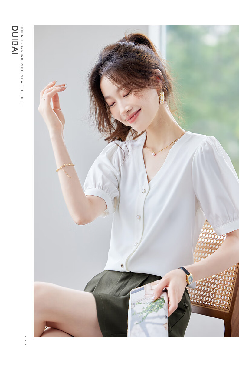 Jeanswest Women's Short Sleeve Shirt 2026 Summer Fashion Casual Versatile Top Purple 2XL 5