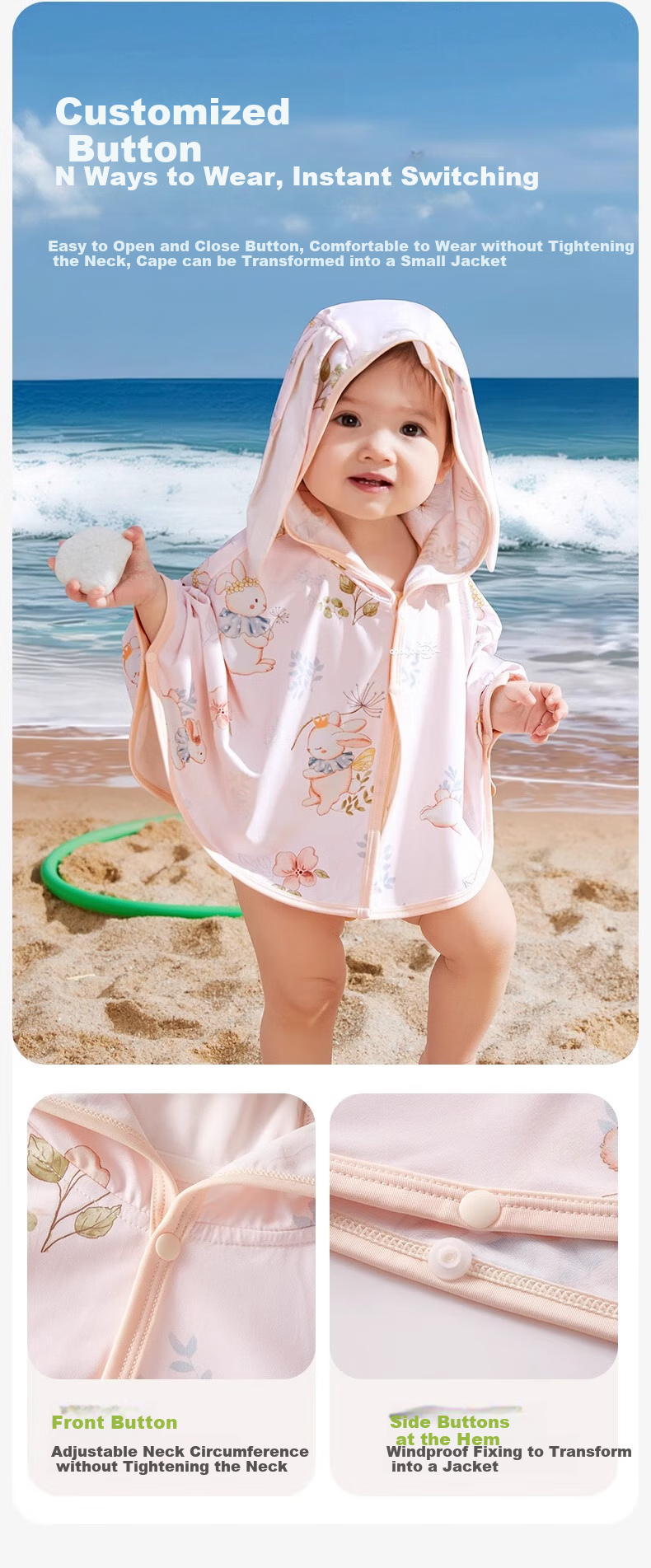 AIBEDILA Children's Sun Protection Clothing, New Summer Style for Boys And Girls, Baby Ice Silk Shawl, Small Age Infant Sun Protection Cloak 6