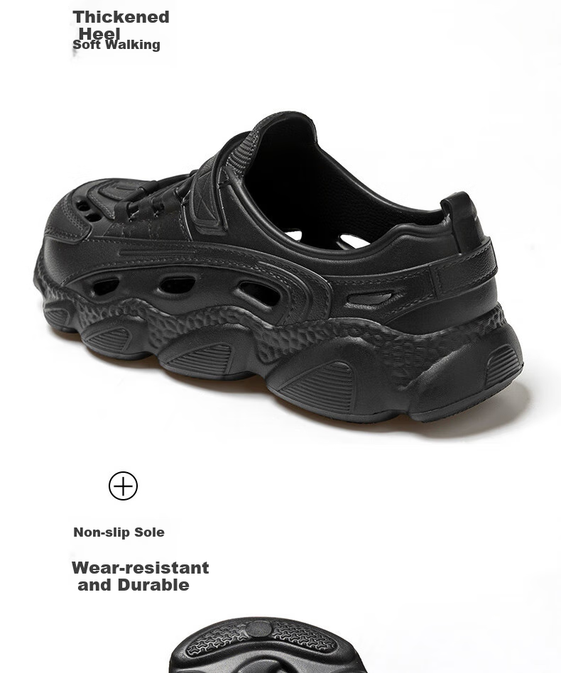 FOOTOPPO EVA Sports Sandals for Men, Outdoor Beach Shoes, Thick-Soled Non-Slip Comfortable Outdoor Slippers with Holes, Summer Wear 7