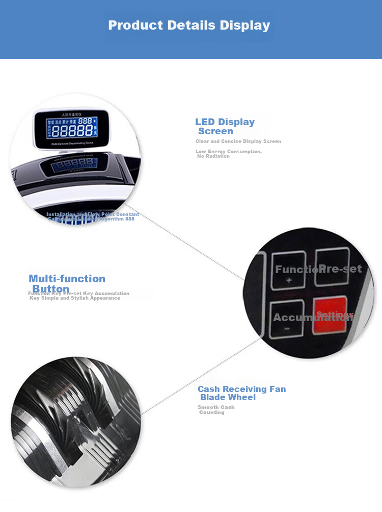 KONYEE Banknote Counter for Bank Use, Cash Verification And Counting Machine for Supermarkets And Home Use, Supports New RMB, National Standard Class B, Banknote Counter JBYD-E788(B) 4