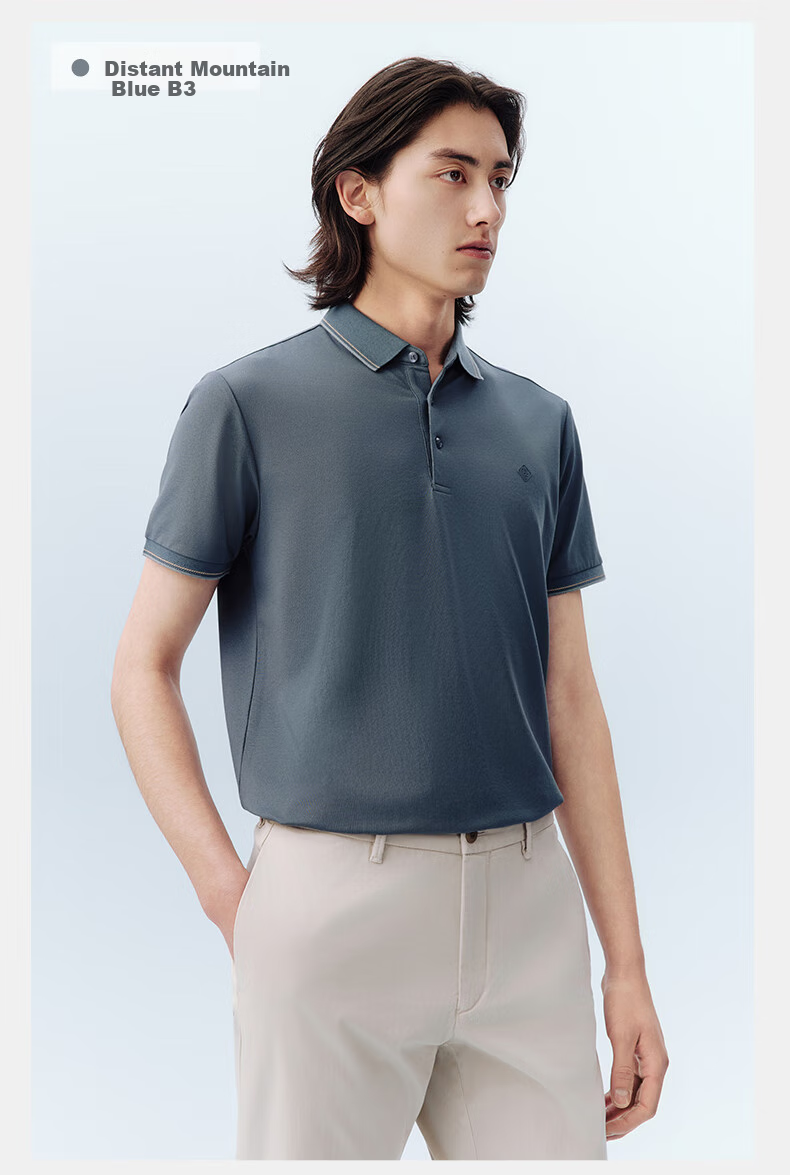 Hodo [Lin Gengxin's Style] Modal Silk Short-Sleeve Cool-Feeling Antibacterial Polo Shirt, Turn-Down Collar T-Shirt 28