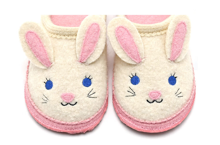 Xiaorong Indoor Quiet Children's Slippers Spring Autumn Winter Rabbit Design 2-9 Years Old Girls Floor Warm Cotton Waterproof Non-Slip 17