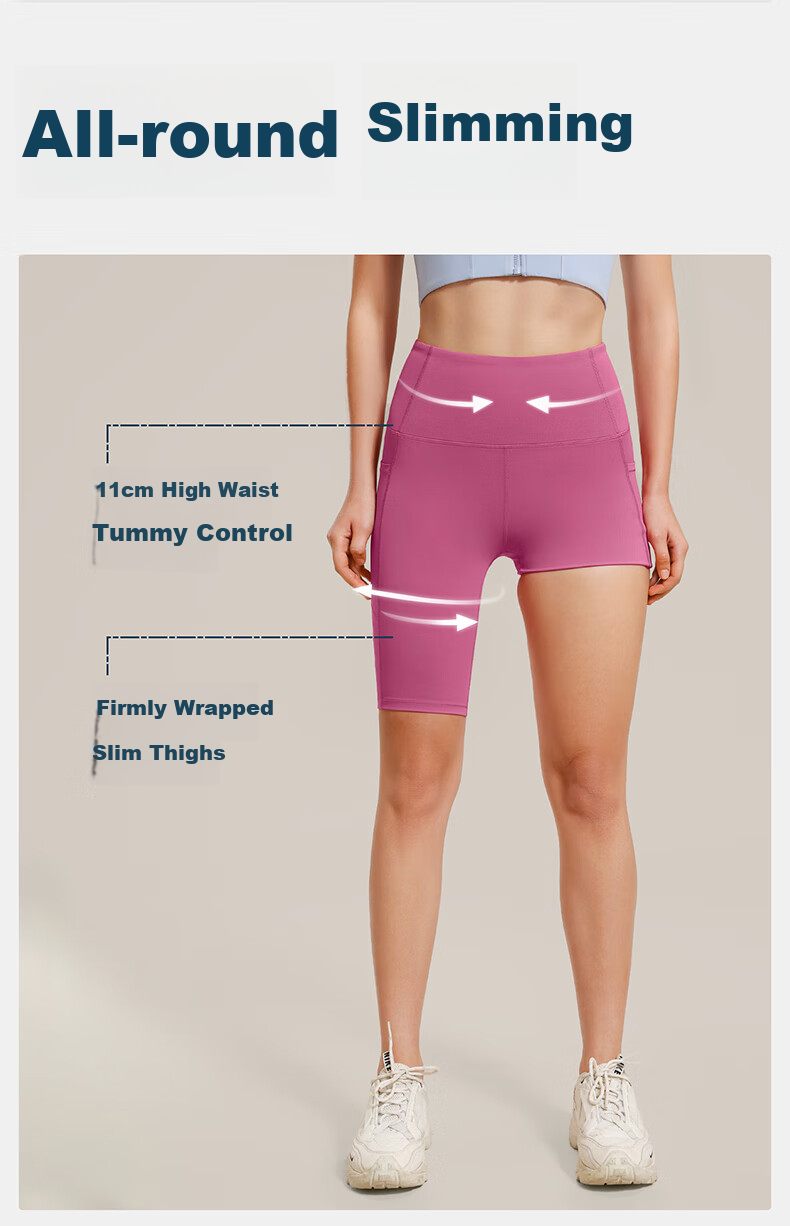 VFU Xingqing Five-Minute Yoga Pants, Outdoor Sports Cycling Shorts, High-Waisted Butt-Lifting Tight-Fitting Shorts, Rose Pink, Size S 6