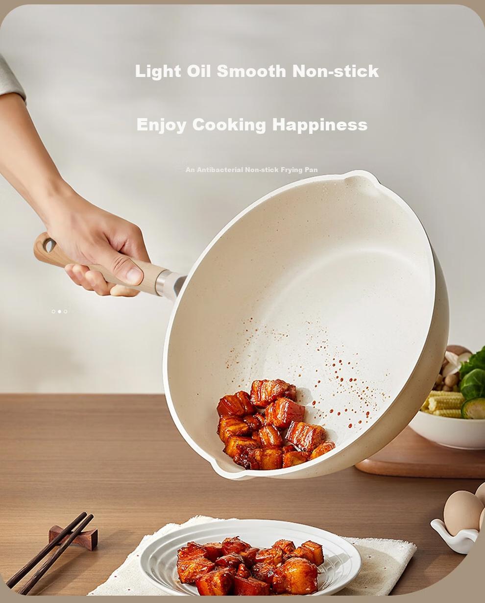 Jitiechui Non-Stick Wok with Maifanite Color, Household Stir-Fry Pan, Low-Smoke Small Wok for Induction And Gas Stoves, 32cm 4