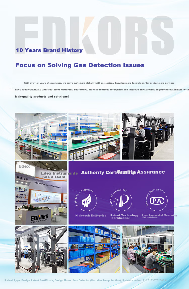 EDKORS Pump-Suction Four-In Gas Detector for Combustible Gas, Oxygen, Hydrogen Sulfide, CO, Hazardous Confined Space Alarm 4