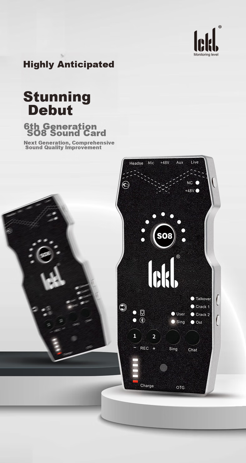 Ickb So8 Sixth Generation Sound Card Set, Mobile Phone Live Streaming, Computer Douyin Kuaishou Universal Streamer Singing, Quanmin K Song Recording, Live Streaming Equipment Complete Set, Condenser Microphone 2