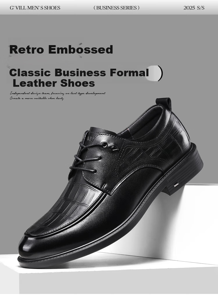 Guizhibu Men's Leather Shoes, Dress Shoes, Business Formal Wear, Genuine Top-Grain Cowhide, 2026 New Style Casual Wedding British Derby Shoes 1