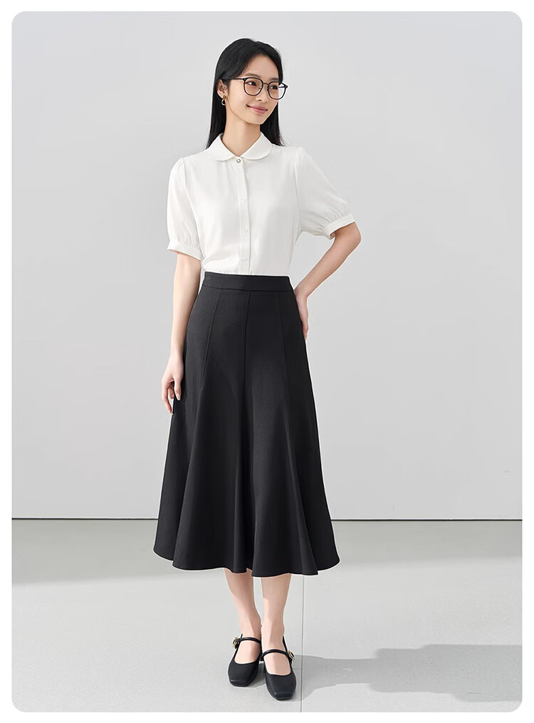 Bodexiaojie Black Suit Skirt for Women, Interview Commute Fishtail Skirt Formal A-Line Midi Skirt, Petite Bodycon Skirt 6
