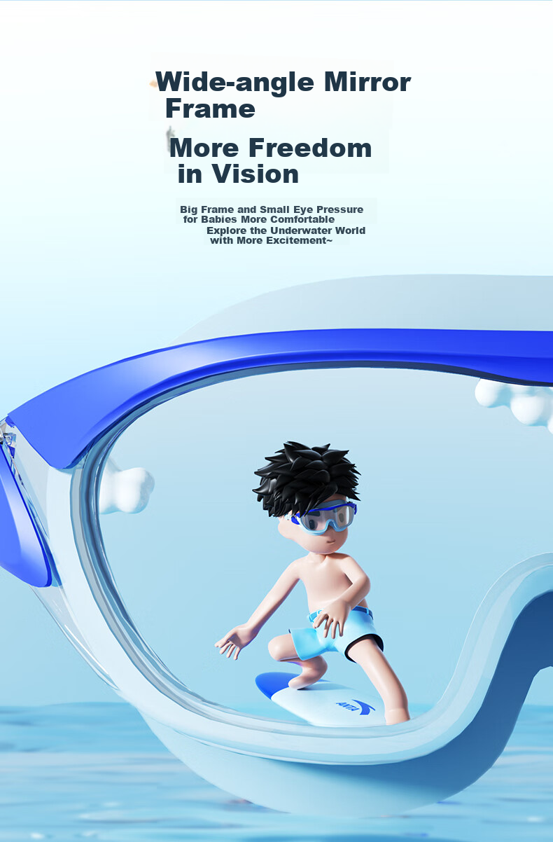 ANTA Children's Swimming Goggles, High-Definition Anti-Fog Waterproof Large Frame Professional Swim Glasses for Boys And Girls, Navy Blue, One Size Fits All 5