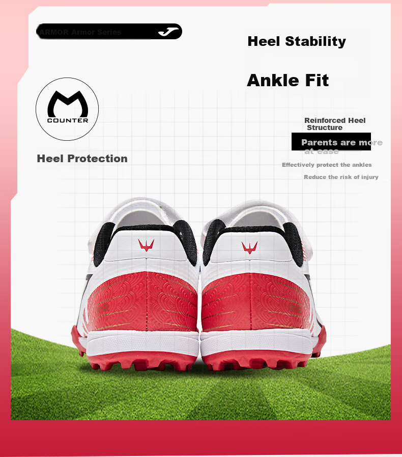 JOMA Children's Soccer Shoes with TF Turf Studs for Competition And Training, Ages 6-12, Red/white, Size 32 (200mm) 8
