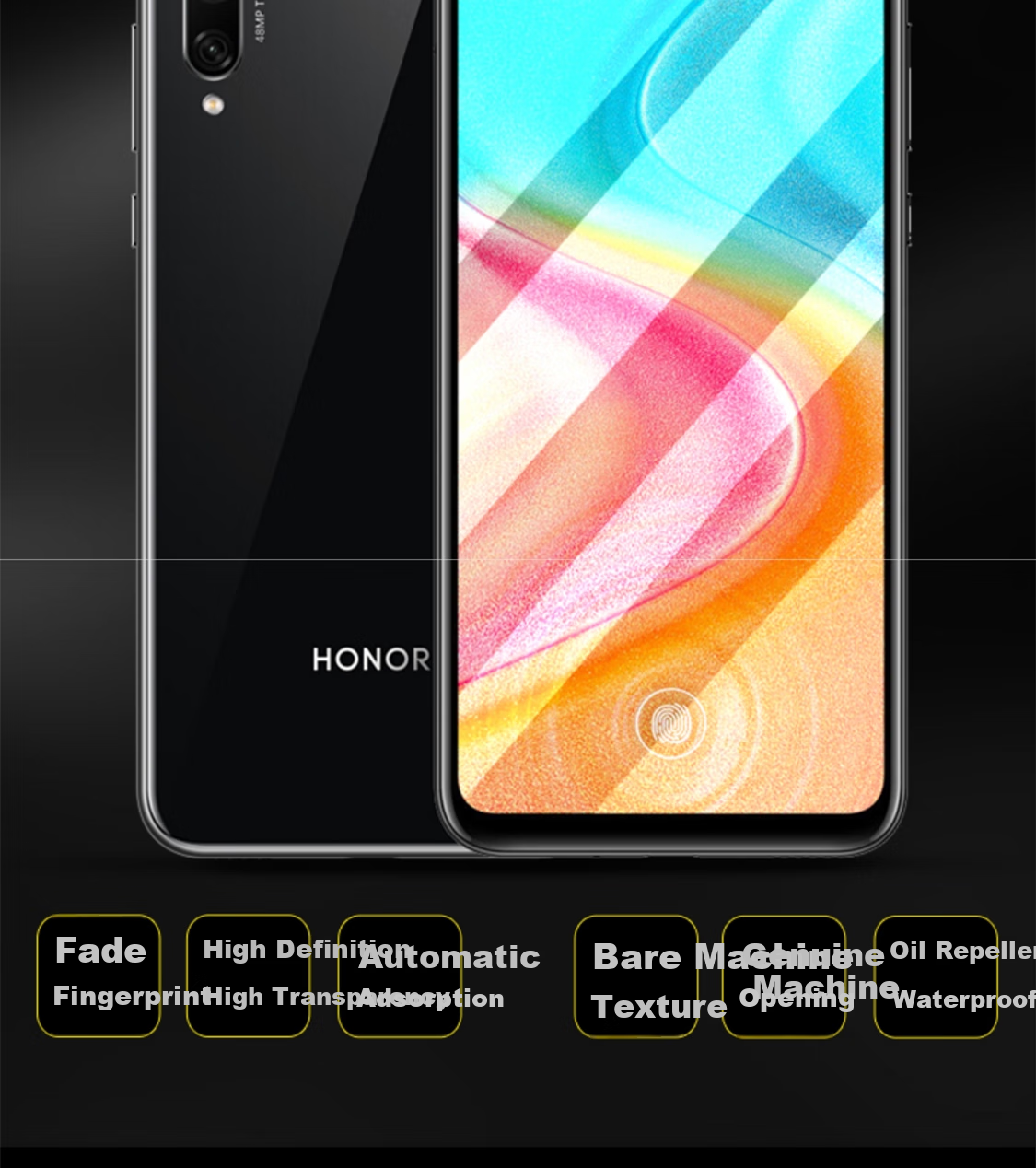 ESCASE Tempered Glass Screen Protector for Huawei Enjoy 80, Full Coverage Ultra-Thin HD Anti-Drop Shatterproof Anti-Fingerprint Protective Film for Enjoy 80 Smartphone 3