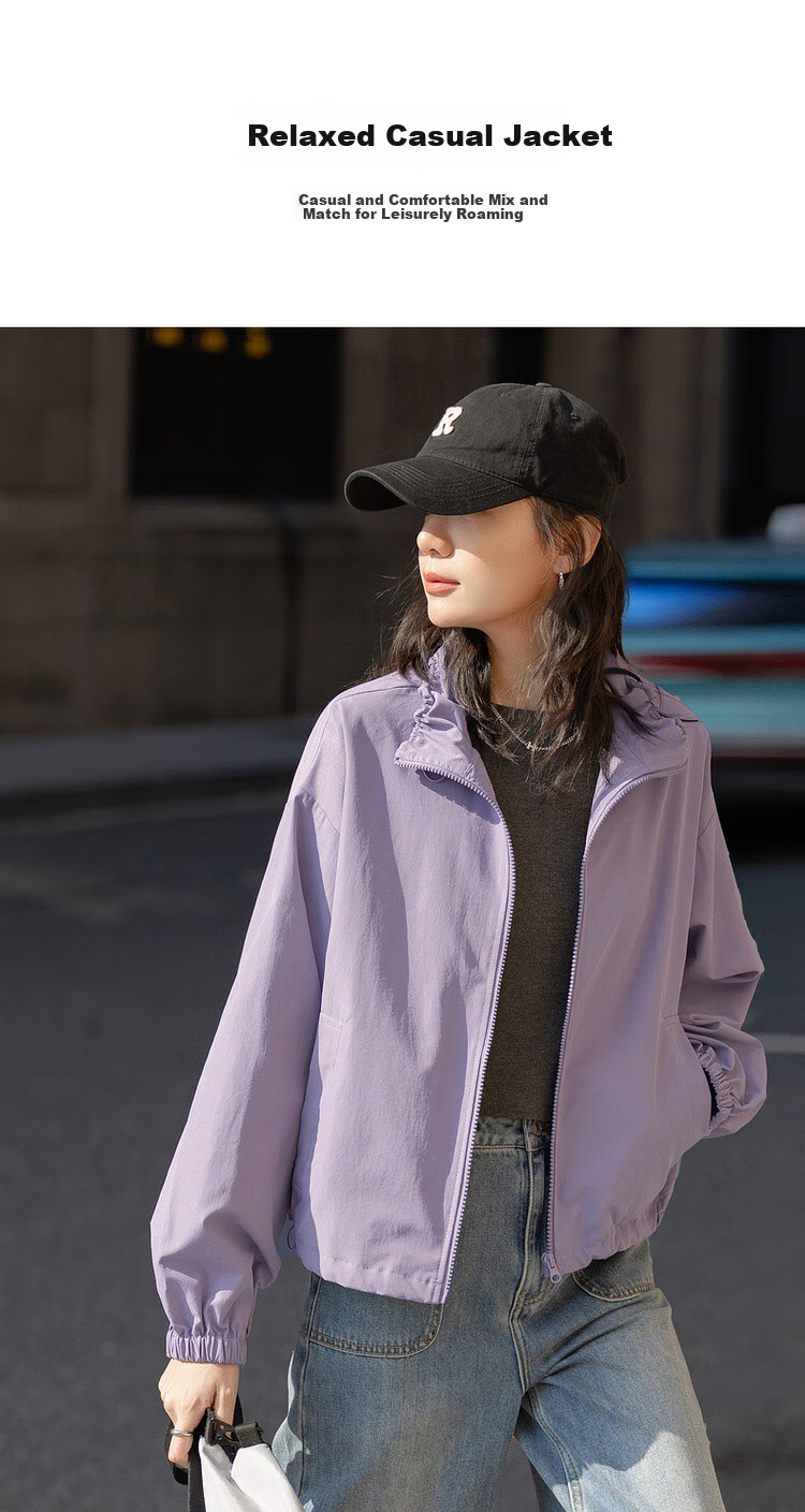 Dme [Urban Light Outdoor Style] Spring Workwear Style Elastic Drawstring Stand Collar Loose-Fitting Concealing Women's Casual Jacket 2