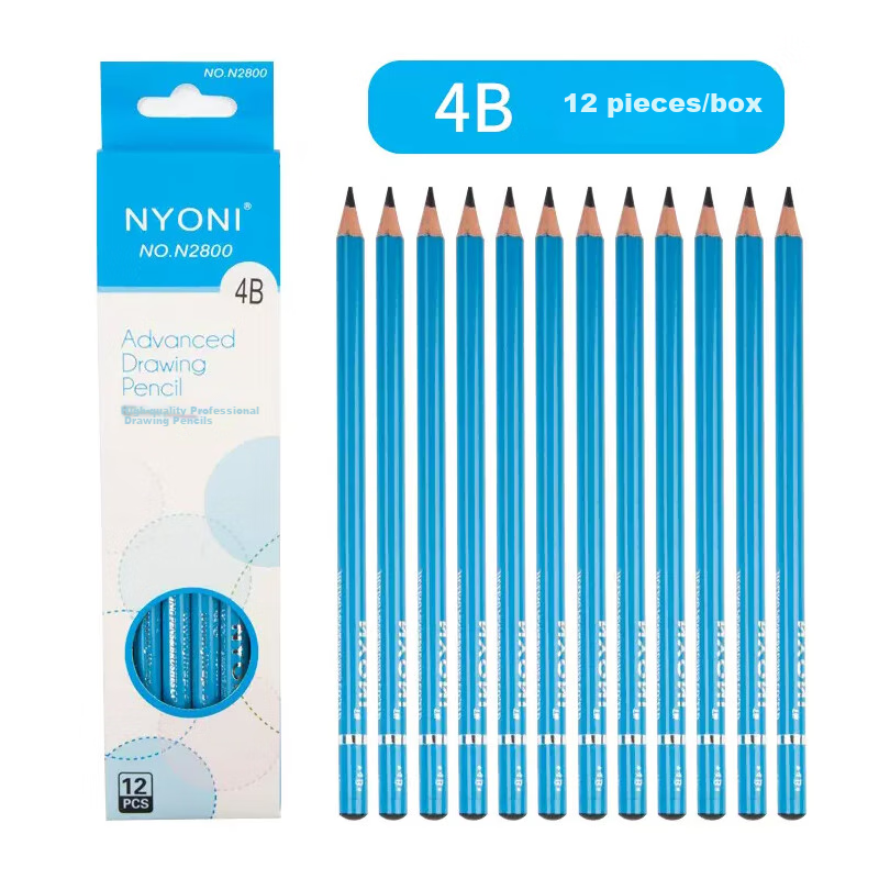 Карандаши для рисования NYONI 4B, профессиональные, для начинающих и экзаменов, 12 штук в упаковке, N28004B