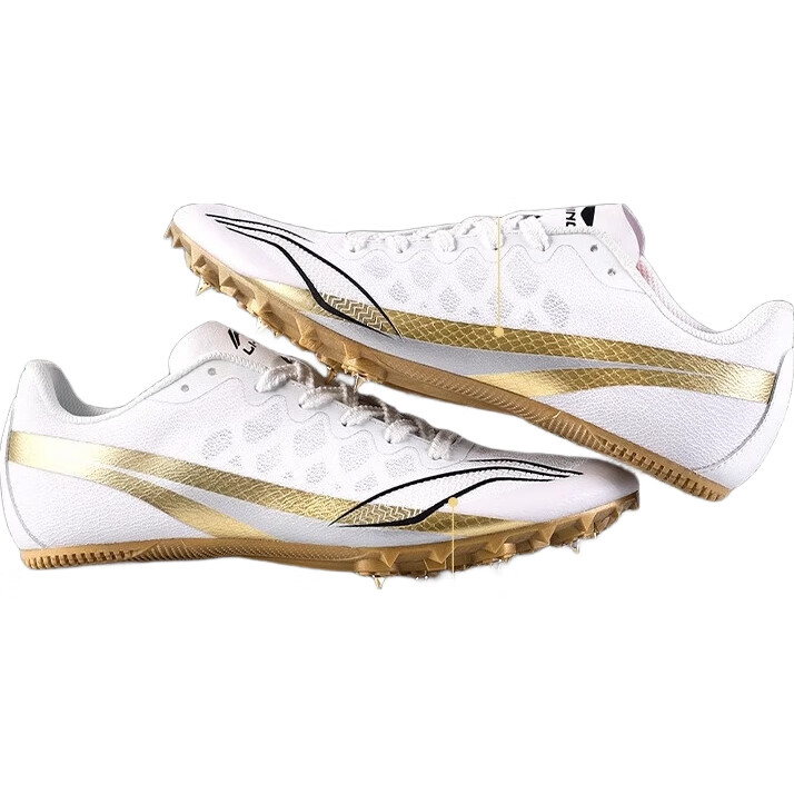Шиповки Li-Ning для мужчин и женщин, профессиональные беговые шиповки для легкой атлетики, белый/золотой/серебряный, размер 41