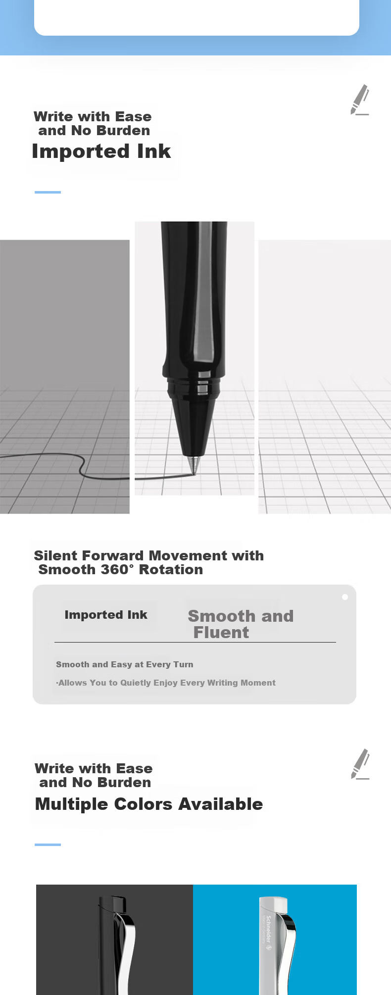 Schneider Ballpoint Pen, Classic Base Model, for Students And Adults, Office And Daily Use Writing, Refillable, Imported from Germany, Rollerball Pen, 0.5mm, White Barrel, 185049 2