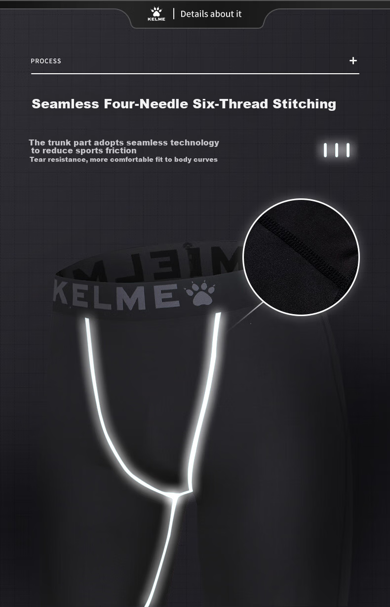 KELME Men's Sports Compression Pants Breathable Running Fitness Basketball Stretch Leggings Black S 5