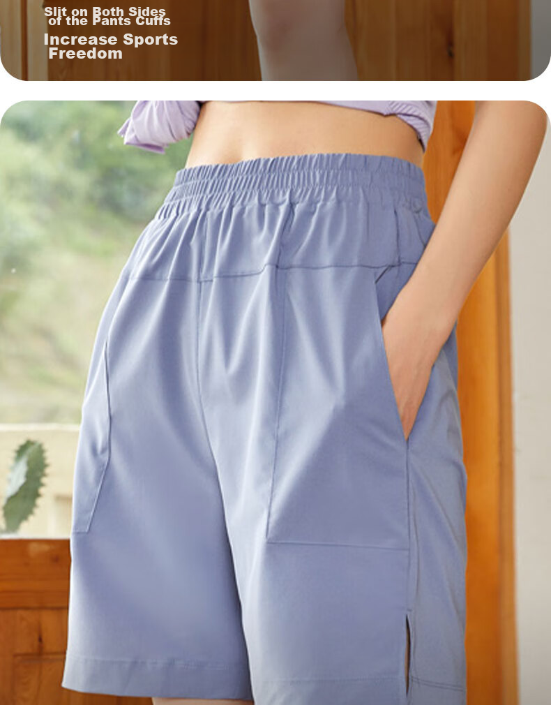 XUEXIMAN Yoga Sports Shorts for Women, Loose-Fitting Slimming Breathable Fitness Casual Pants Running Training Summer Cool Mid-Length Shorts 8