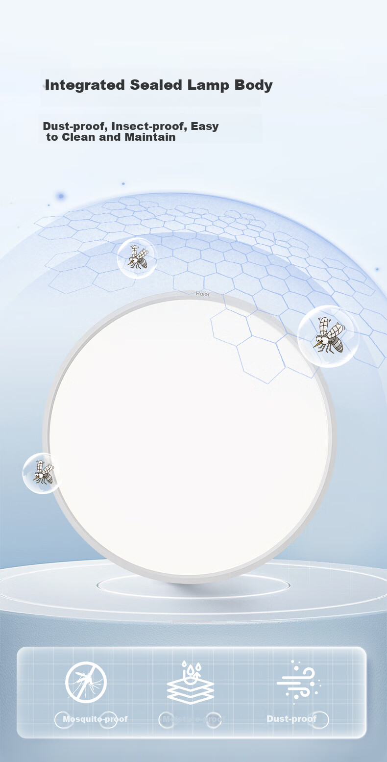 Haier Eye-Protection Ceiling Light, Full Spectrum Living Room Lamp, Simple Bedroom Light, LED Lighting Fixture [Installation Included] 14