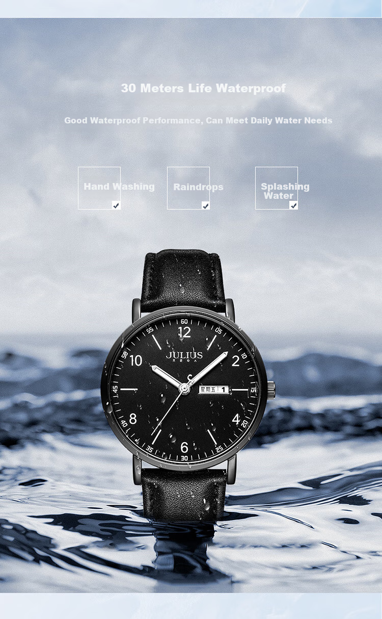 Julius Watch for Women, New Style, Suitable for Middle And High School Students, Female Exam Calendar Quartz Watch with Black Dial JA-1516LD 4