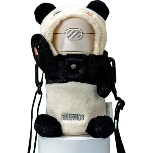 Детская термокружка THERMOS Panda Series с трубочкой, 350 мл, черная