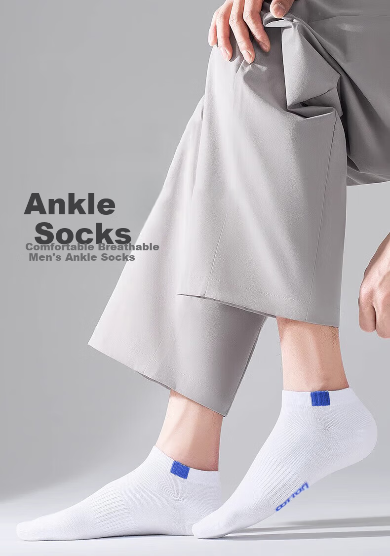 Mianmanman Men's Socks, Xinjiang Cotton Short Socks, Antibacterial And Odor-Resistant, Thin Summer Style, Breathable, Non-Slip, Waist-Cinching Low-Cut Boat Socks, 10 Pairs Pack, Tt 1