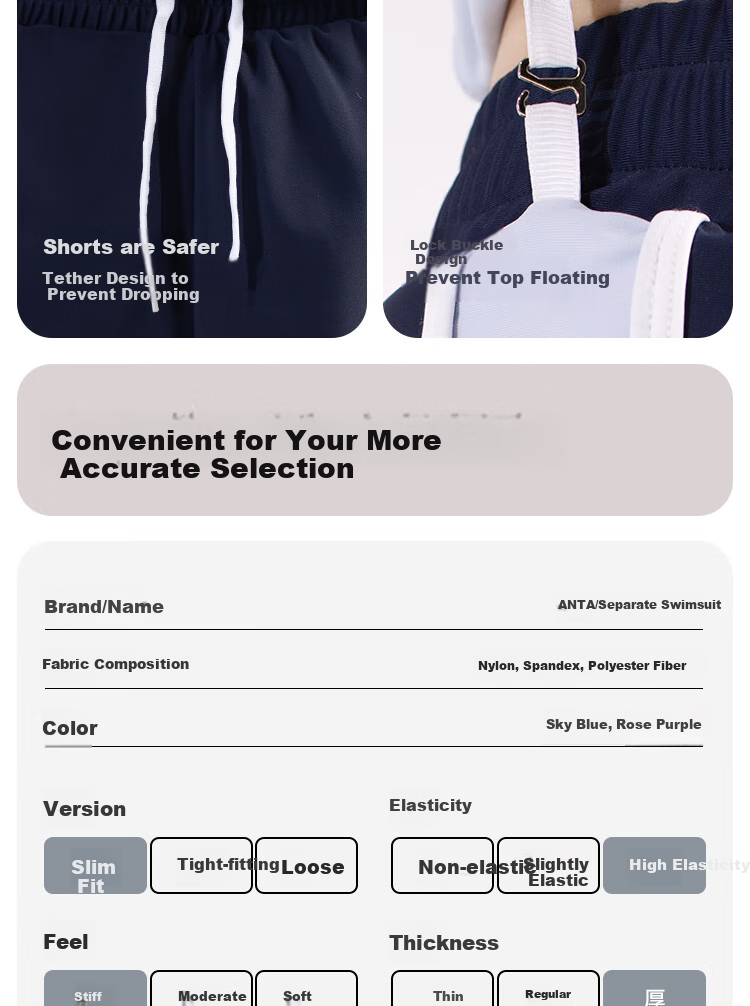 ANTA Slim Waist Swimsuit for Women, New Two-Piece Conservative Long-Sleeve Swimwear, Plus Size Hot Spring Swimwear for Curvy Girls, Sky Blue XL 12