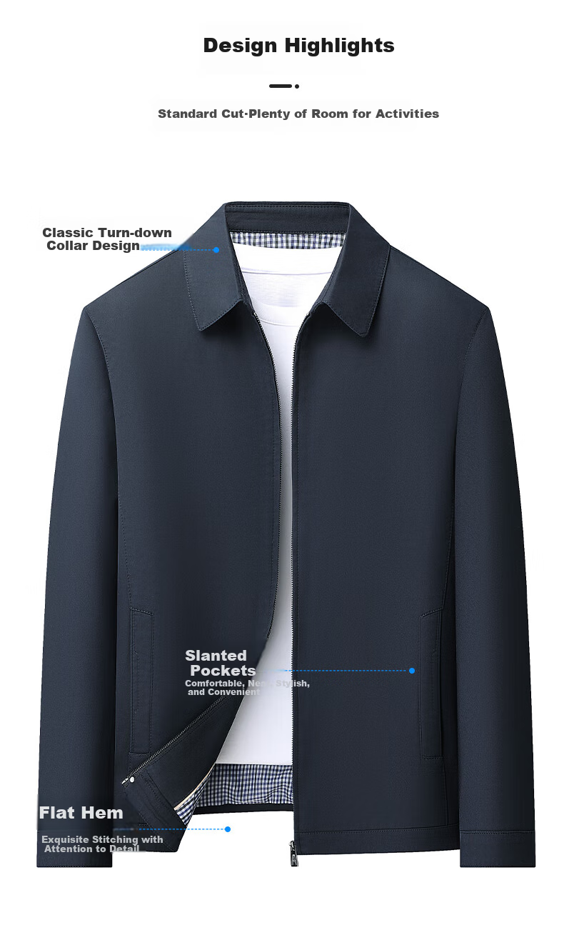 Pierre Cardin [100% Cotton] Skin-Friendly Pure Cotton Jacket for Young And Middle-Aged Men, Spring And Autumn Casual Lapel Workwear for Dads 4