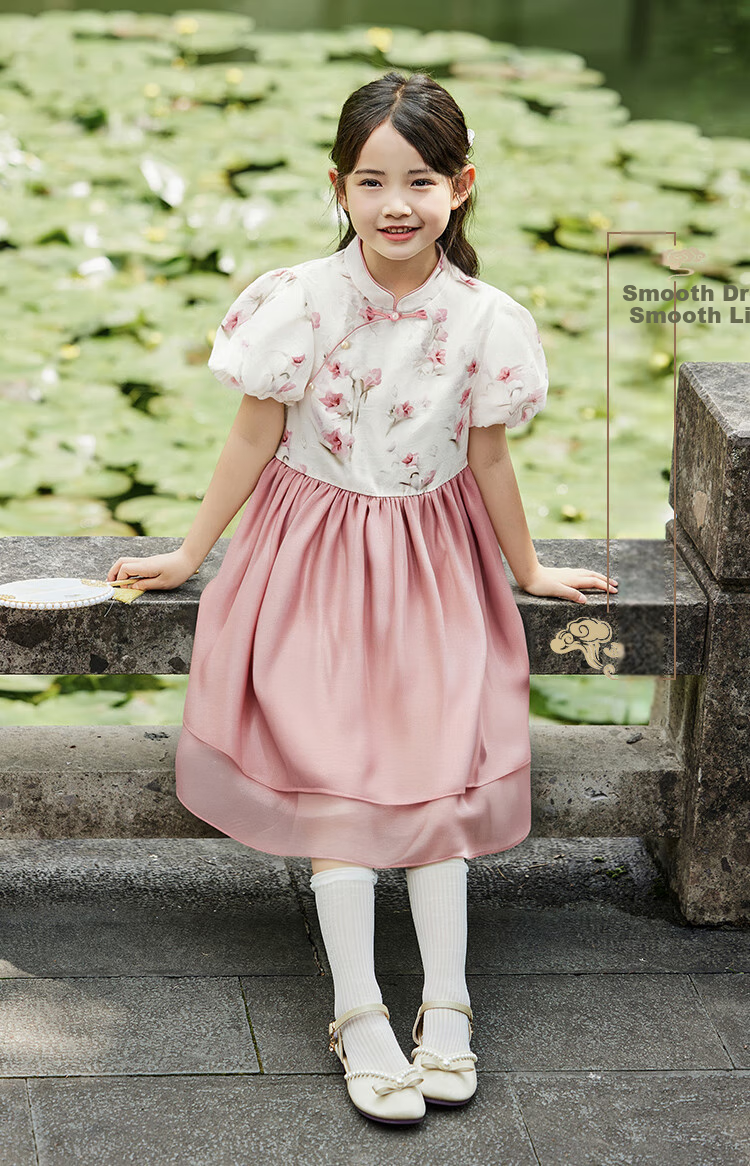 YEEHOO Girls' Dress, Children's Dress for Older Kids, Hanfu-Style Dress, New Chinese-Style Tulle Princess Dress for Summer, Purple, Size 165 5