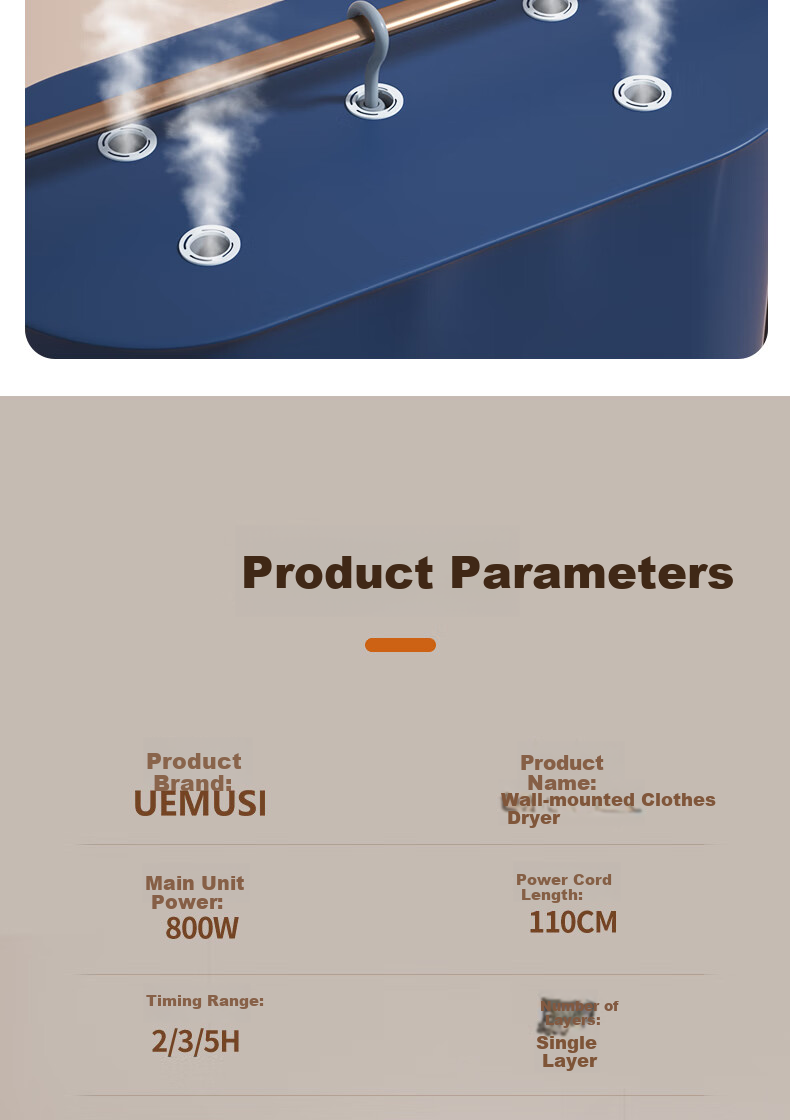 UEMUSI [Portable Hanging Model] Clothes Dryer, Home Use Drying Machine, 120L Foldable Small High-Power Timed Drying Cabinet, Garment Dryer 10