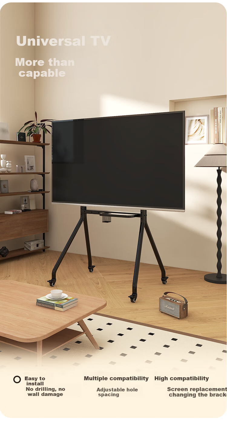 Jinying Mobile TV Stand, 42-86 Inch TV Mount, Video Conference TV Bracket, Advertising Machine Commercial Display Screen Teaching Machine All-In TV Stand Floor-Standing 5