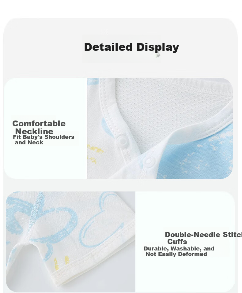 Aibaoshi Baby Romper, Summer Short-Sleeve Bodysuit, Newborn Onesie, Thin Mesh Back T169, 2-Piece Set, 66cm 9