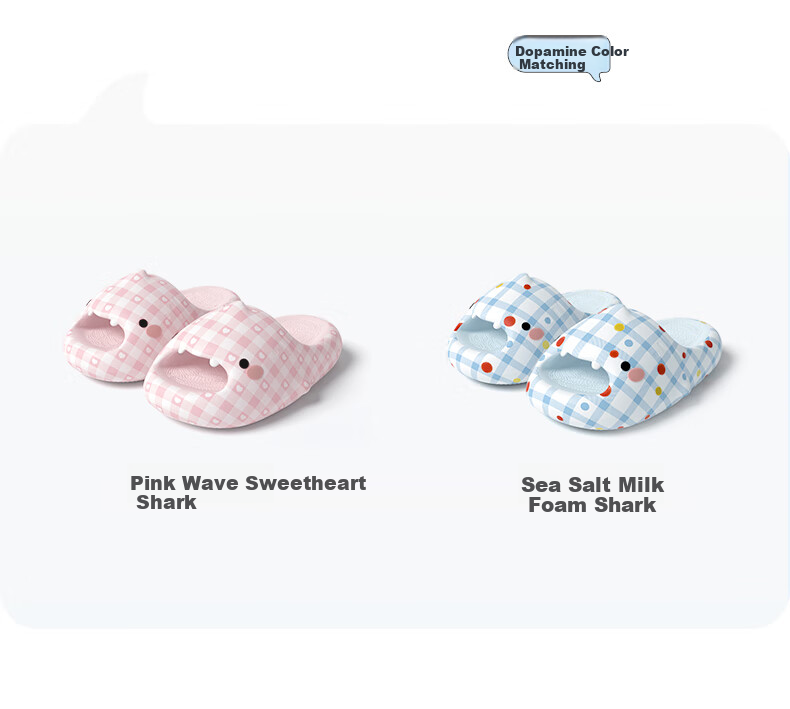 Chikoku Cute Shark Plaid Slippers, Women's Outdoor And Indoor Thick-Soled Non-Slip Couple Shark Sandals for Me 29