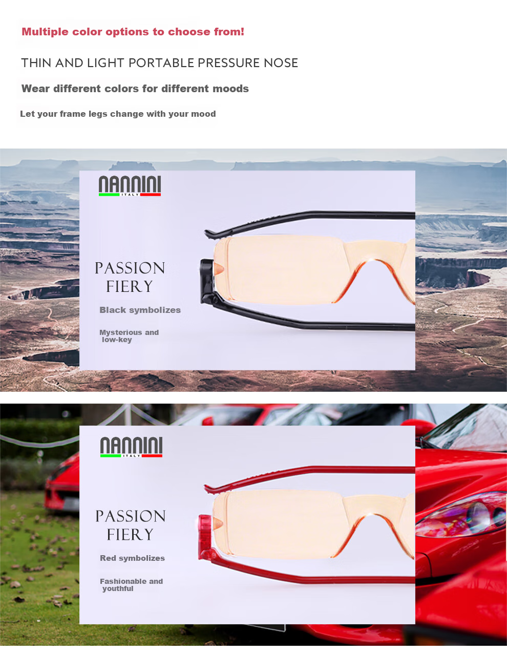NANNINI Reading Glasses, Anti-Blue Light, Frameless, Portable, Foldable CP1-1151, Amber Color, 200 Degrees (Recommended for Ages 55-59) 8
