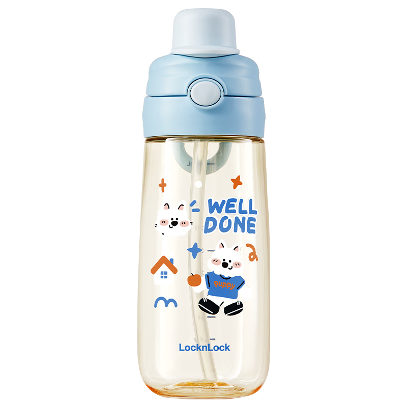 LOCK&LOCK Children's Water Bottle for Ages 6-12, Summer Straw Cup, Elementary School Student's Specialized Drinking Cup, PPSU Portable Water Bottle