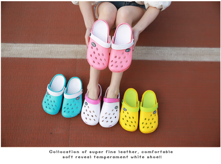Warrior Casual Couple Slippers, Breathable Outdoor Versatile Closed-Toe Beach Shoes, Lightweight Perforated Sandals, 049 Red, Size 40 7