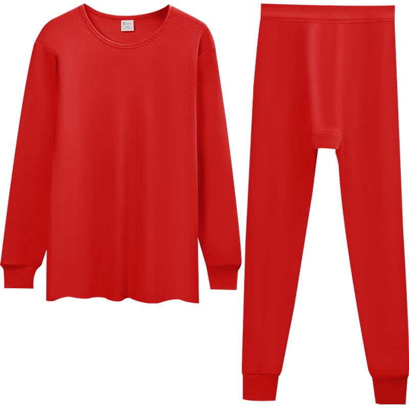 Hodo Women's Underwear, 7A Antibacterial Upgraded Pure Cotton, Red Lucky Year Set, Round Neck Thin Base Layer Autumn Top And Pants
