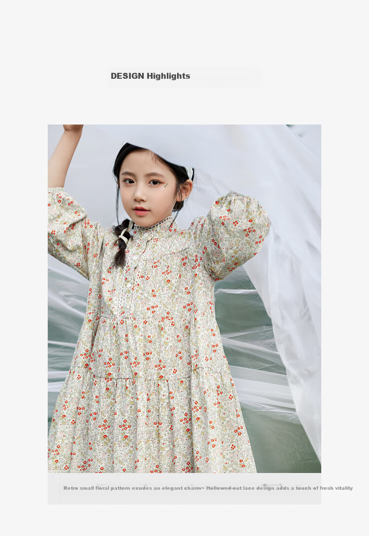 LUSON Chen Da Zhu Girls' Long-Sleeve Dress, 2025 Spring And Autumn New Stylish Children's A-Line Princess Dress, New Year's Outfit 2