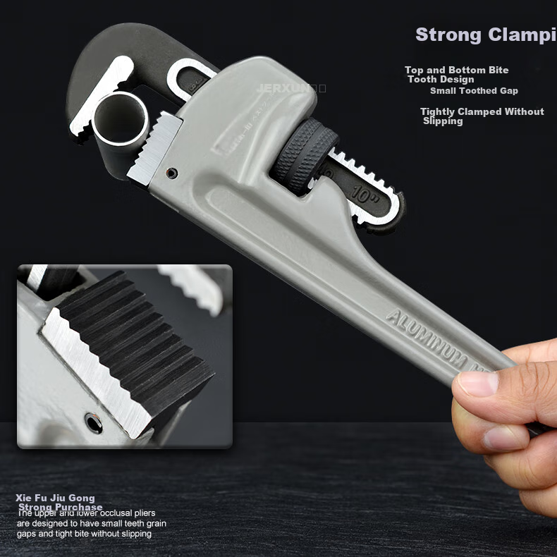 JERXUN 8-Inch Heavy-Duty Pipe Wrench, Round Pipe Pliers, Multi-Functional Dual-Purpose Pipe Pump Wrench, Adjustable Wrench, Plumbing Tool 5