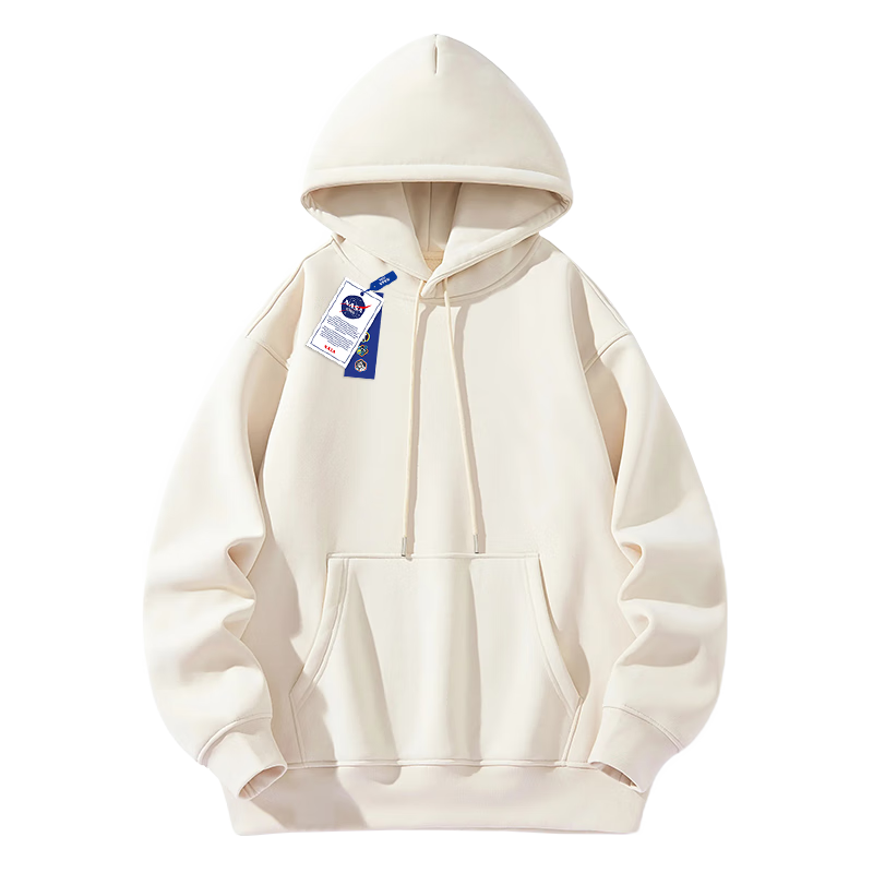 NASA GISS Hooded Sweatshirt for Men, Solid Color Basic Style Top, Couple's Versatile Long-Sleeve T-Shirt, Apricot Color Hooded Regular Fit, Size M