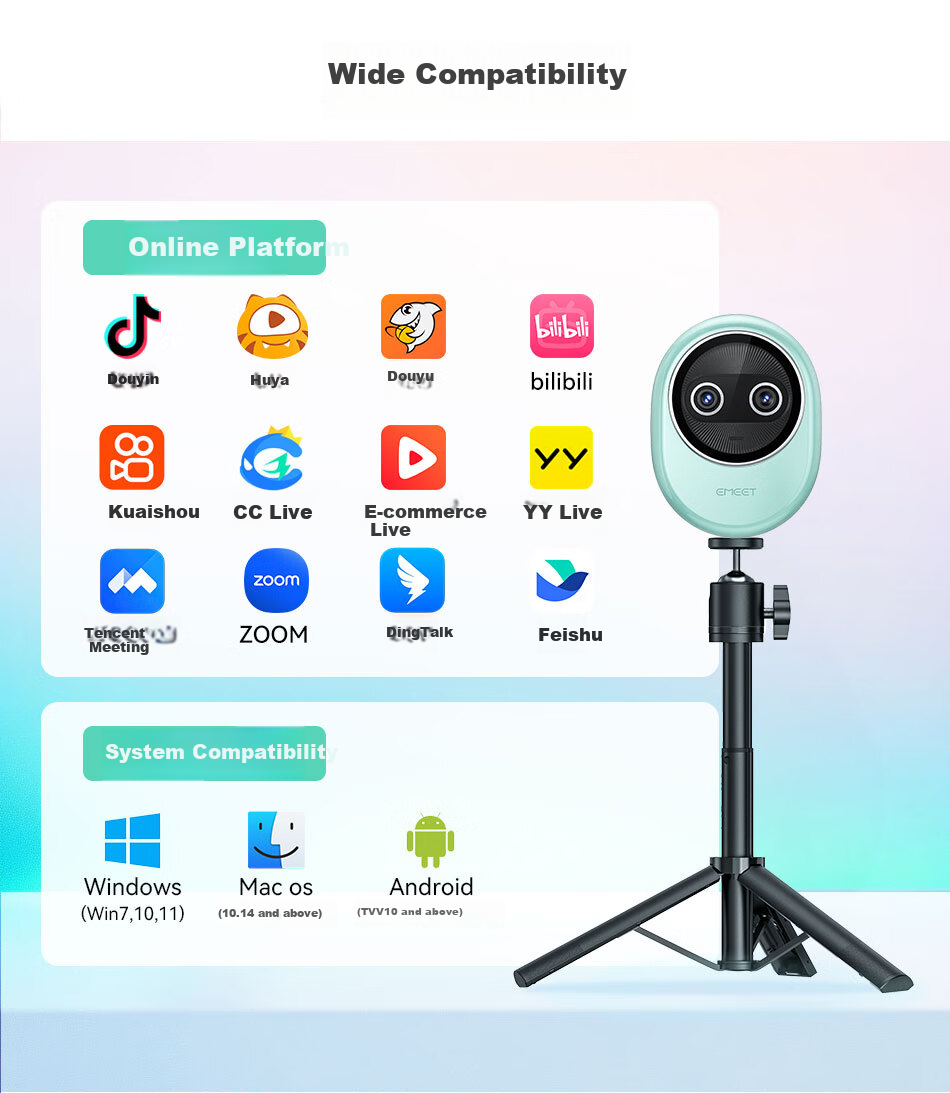 EMEET Piko Ultra HD 4K Dual-Lens AI Computer Webcam with Auto Focus, Brightness Compensation, Beauty Filter for Live Streaming, Video Conferencing, Online Classes, Desktop Decoration, Holiday Gift, Black 10