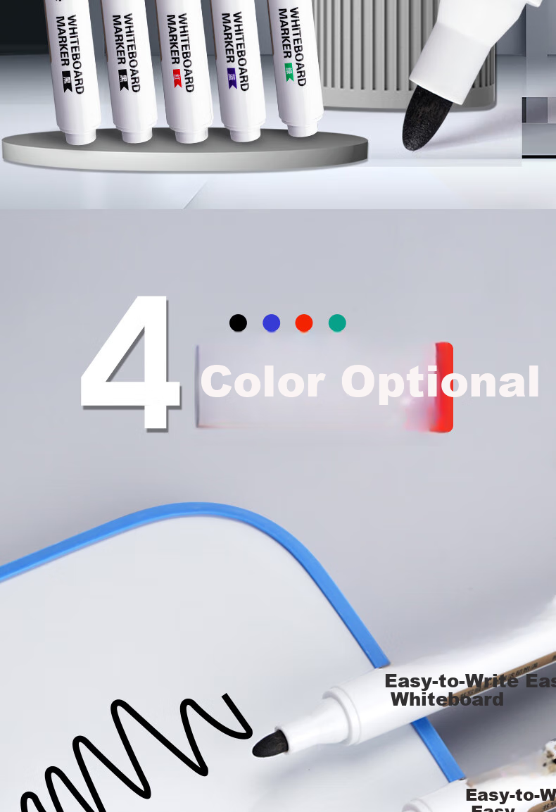 Snowhite Whiteboard Marker Set with Thick Tip, Erasable, Smooth Writing, Durable And Long-Lasting. Office Supplies, Stationery for Meetings, Teachers' Training. Black, 10 Pieces/box, WB568 1