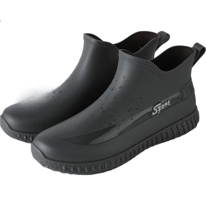 FOOTOPPO Rain Boots for Men, Water Shoes, Short Waterproof Boots, Adult Non-Slip Work Boots, Low-Top Overshoes, Rubber Shoes